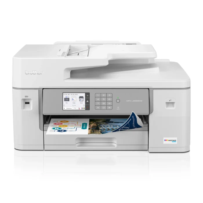 Brother MFC-J6555DW INKvestment Color Inkjet All-In-One Printer with up to 1 Year of Ink In-box and 11” x 17” print, copy, scan, and fax capabilities, MFCJ6555DW